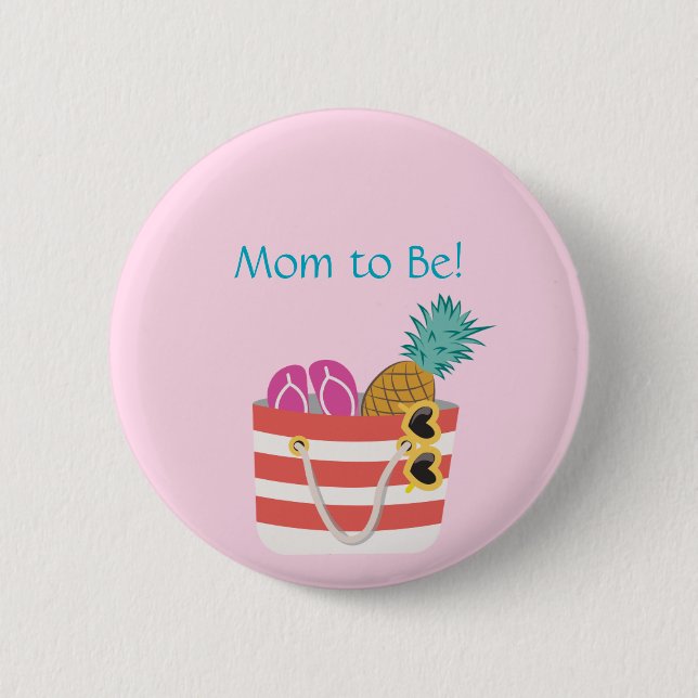 Pink Mum to Be Beach Bag  6 Cm Round Badge (Front)