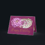 Pink Mum & White Orchids Floral Bouquet Birthday Card<br><div class="desc">Magnificent pink chrysanthemum and white exotic orchid flowers floral bouquet against a cranberry-pink colour background. The birthday greeting text uses an attractive script typography font. The flowers cover the front of this card which can be used as a thank you card, a birthday card, or any other card of your...</div>