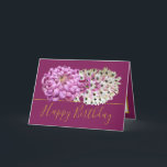 Pink Mum & White Orchids Floral Bouquet Birthday Card<br><div class="desc">Magnificent pink chrysanthemum and white exotic orchid flowers floral bouquet against a cranberry-pink colour background. The birthday greeting text uses an attractive script typography font. The flowers cover the front of this card which can be used as a thank you card, a birthday card, or any other card of your...</div>