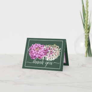 Pink Mum & White Orchids Floral Chic Thank You Card