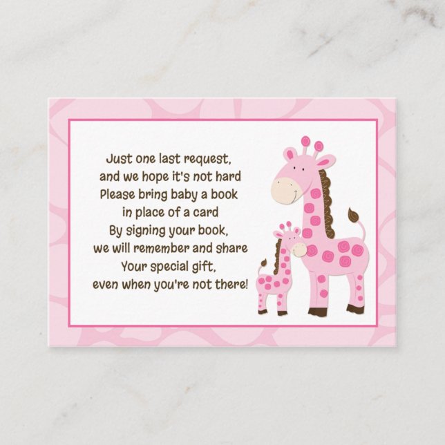 Pink Mummy Giraffe Book Request Cards (Front)