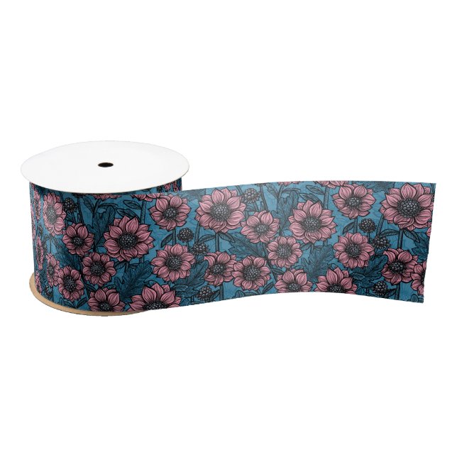 Pink Mums Satin Ribbon (Spool)