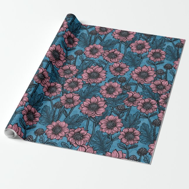 Pink Mums Wrapping Paper (Unrolled)