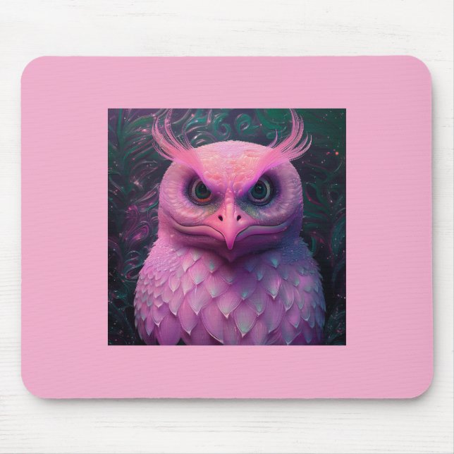 Pink Murloc/Owl Hybrid Creature Mouse Mat (Front)