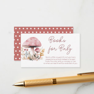 Pink Mushroom Baby Shower Books Enclosure Card