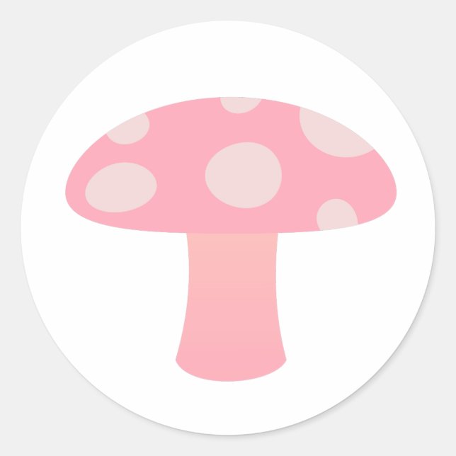 Pink mushroom classic round sticker (Front)