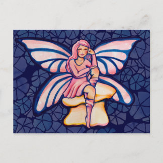 Pink Mushroom Fairy Watercolor Art Fairies Postcard