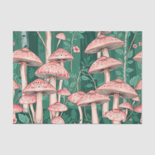 Pink Mushroom Forest Pattern Woodland Naturecore Tissue Paper