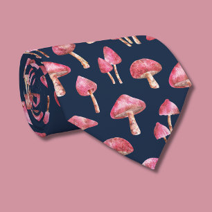 Pink mushroom pattern tie