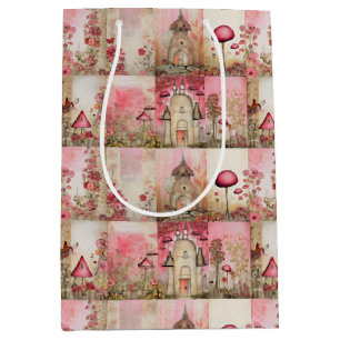 Pink mushrooms medium gift bag