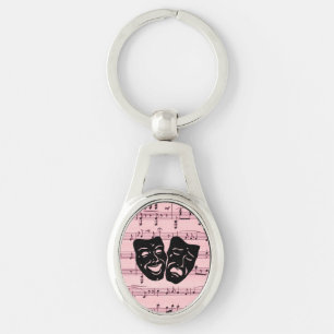 Pink Music and Theatre Masks Key Ring