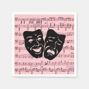 Pink Music and Theatre Masks Napkin