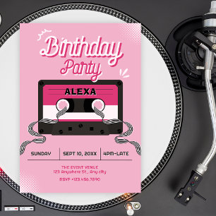 Pink music casette  invitation