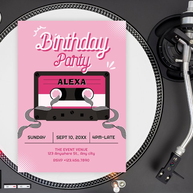 Pink music casette  invitation (Creator Uploaded)