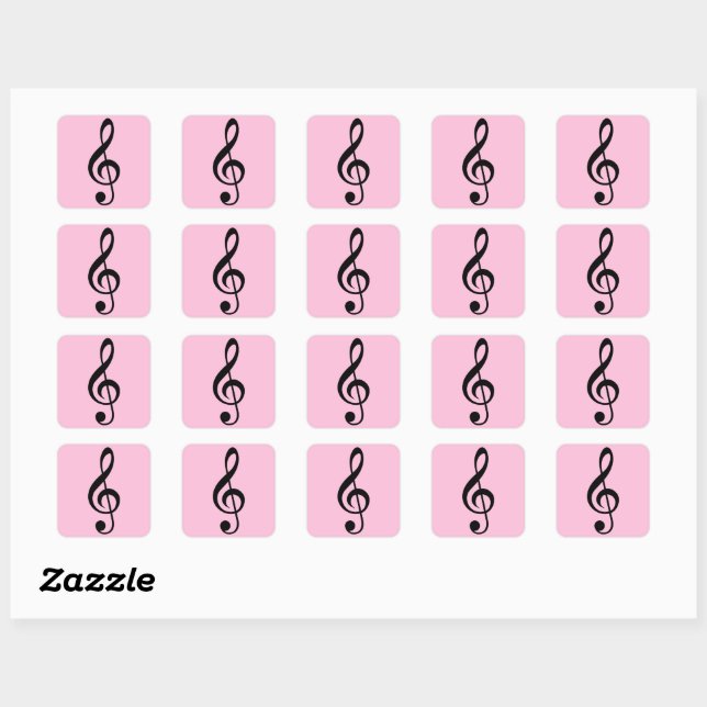 Pink Music Clef Stickers (Sheet)
