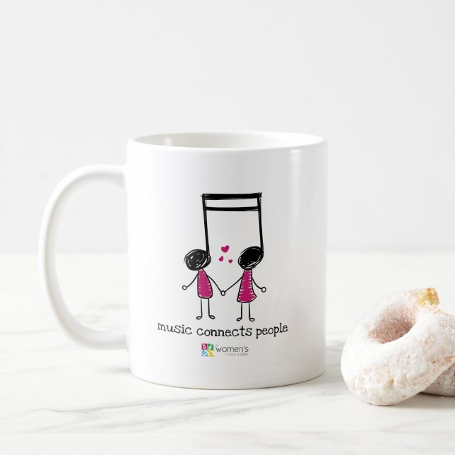 Pink Music Connects People Coffee Mug (With Donut)