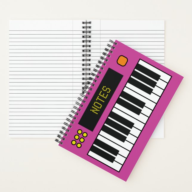 Pink Music Keyboard Spiral Notebook (Inside)