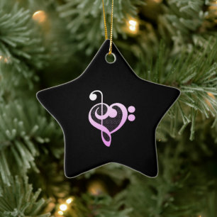 Pink Music Musician Heart Ceramic Tree Decoration