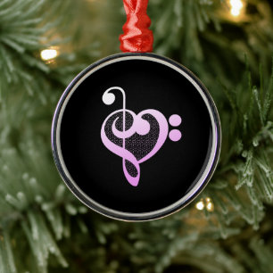 Pink Music Musician Heart Metal Tree Decoration