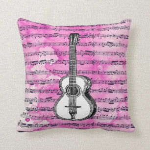 Pink Music Notes Guitar Cushion