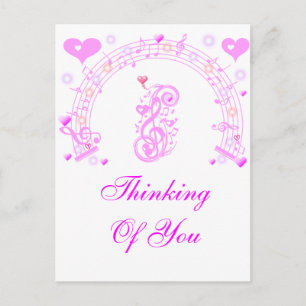 Pink,Music notes of Love_ Postcard