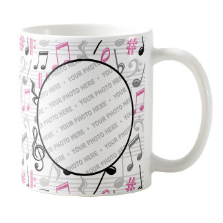 Pink Music Pattern Photo Mug