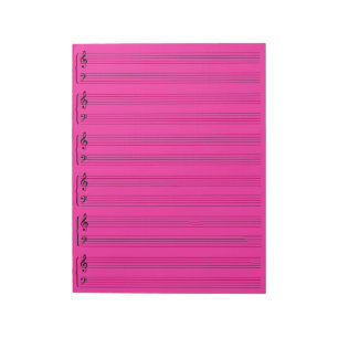 Pink Music Sheet Paper Notepad