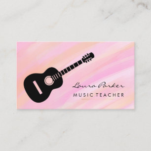 Pink Music Teacher Guitar Player instrument   Busi Business Card