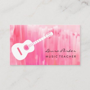 Pink Music Teacher Guitar Player instrument Business Card