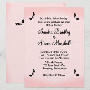 Pink Music Theme Wedding Invitation