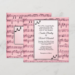 Pink Music Wedding Invitation