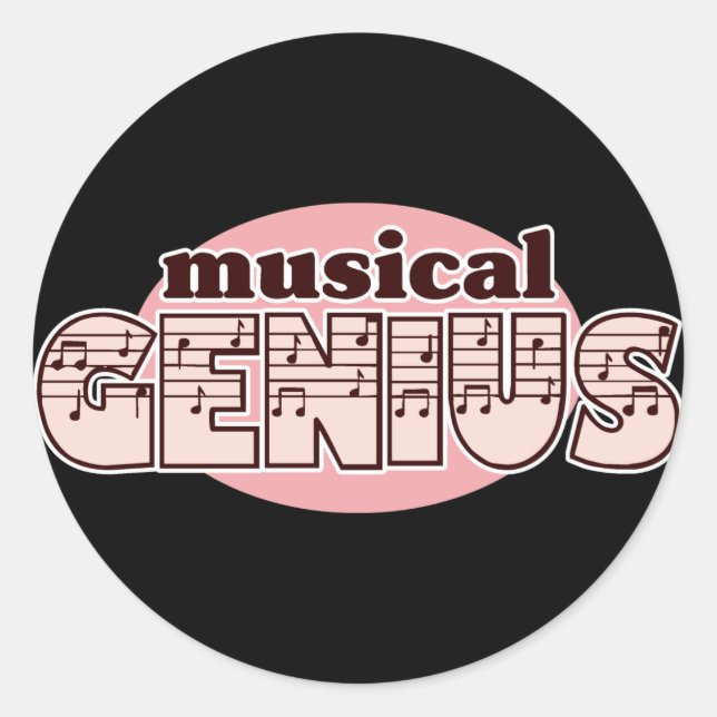 Pink Musical Genius Classic Round Sticker (Front)
