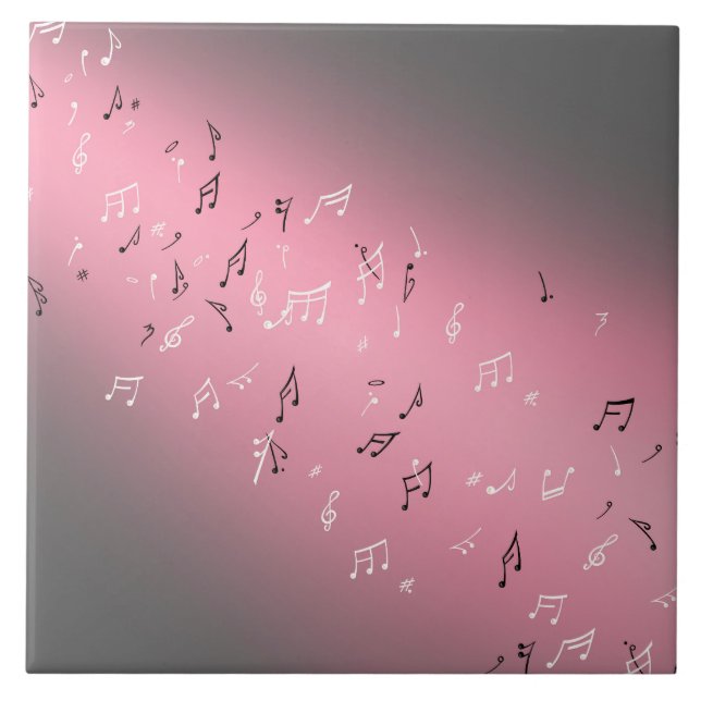 Pink Musical Notes in the Moonlight  Tile (Front)