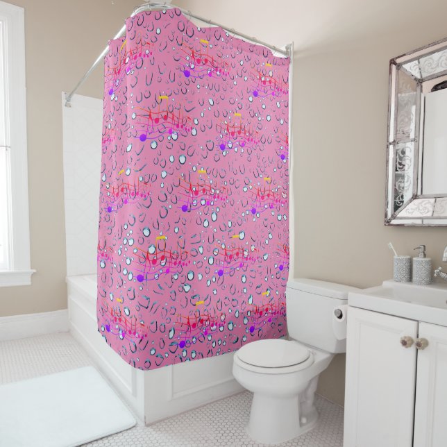 Pink - Musical Notes  Shower Curtain (In Situ)