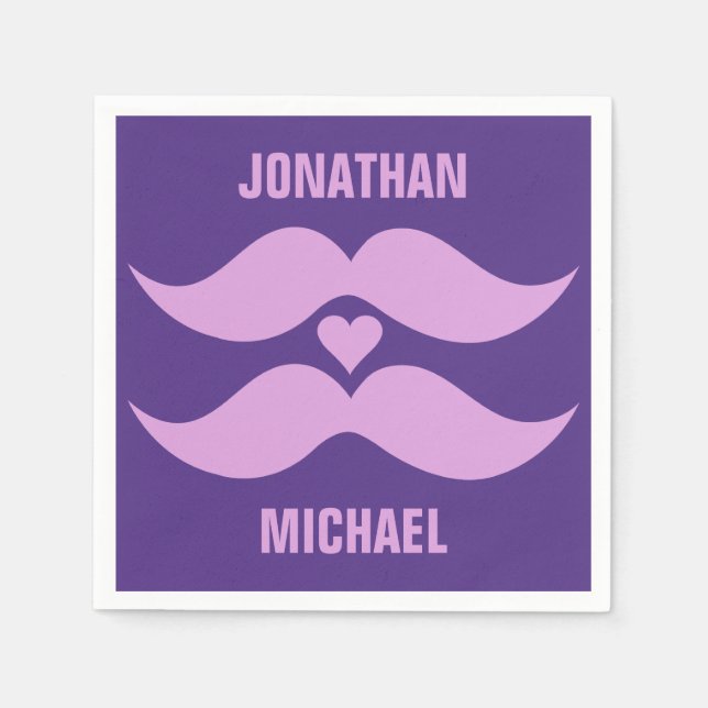 Pink Mustaches custom paper napkins (Front)
