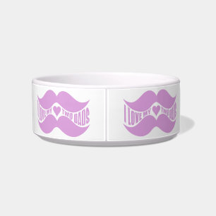 Pink Mustaches custom pet bowls