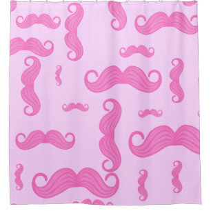 Pink Mustashe Pattern Shower Curtain