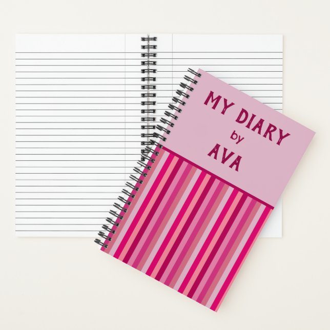 Pink My Diary by Me Striped Journal (Inside)