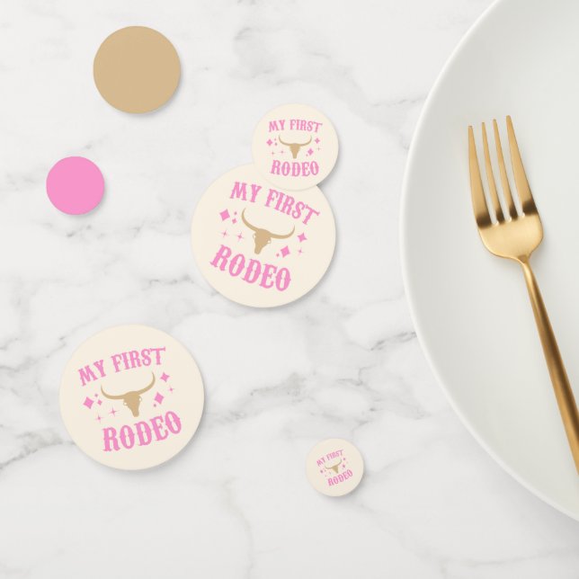 Pink My First Rodeo Cowgirl 1st First Birthday Confetti (Group)