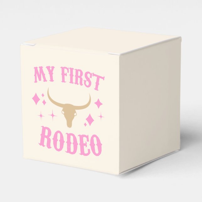 Pink My First Rodeo Cowgirl 1st First Birthday Favour Box (Front Side)