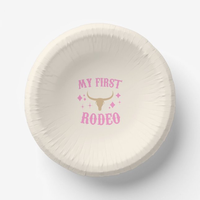 Pink My First Rodeo Cowgirl 1st First Birthday Paper Plate (Front)