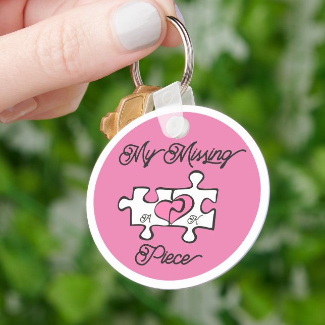 Pink My Missing Piece Puzzle Cute Valentine's Day Key Ring (Pink My Missing Piece Puzzle Cute Valentine's Day Keychain
)