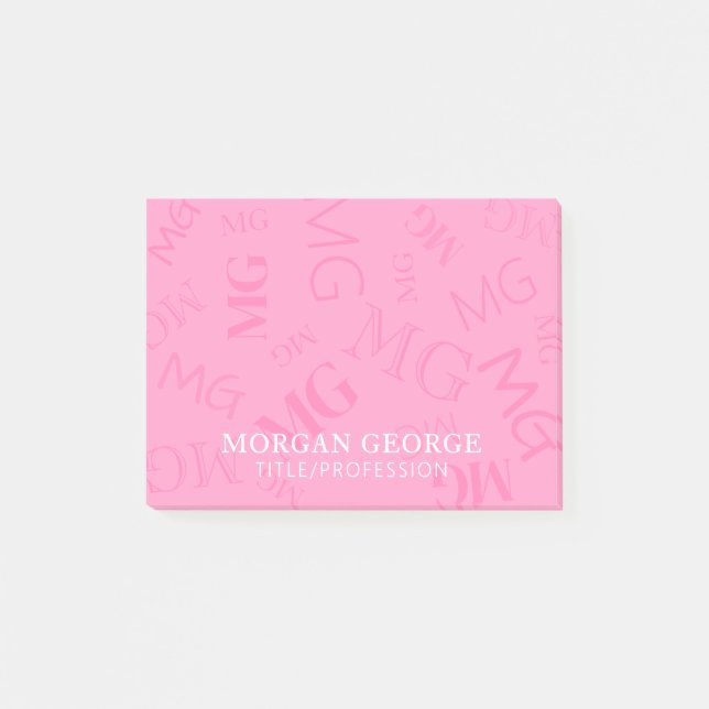 Pink Myriad of Monograms With Your Name Post-it Notes (Front)