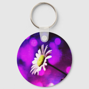 Pink N Amethyst Daisy Key Ring