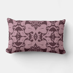 Pink N Burgundy Modern Elegant Leaf Pattern Lumbar Cushion
