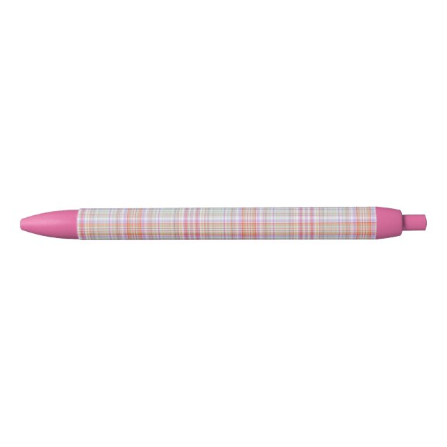 Pink 'n Green Elegant Geometric Plaid Simple Black Ink Pen (Front)