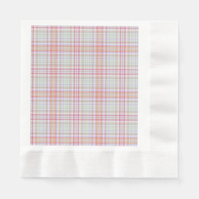 Pink 'n Green Geometric Plaid Napkin (Front)