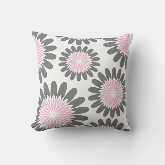 Pink-n-Grey Floral Cushion (Front)