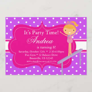 Pink n Purple polka dot Birthday Party Invitation