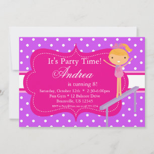Pink n Purple polka dot Birthday Party Invitation